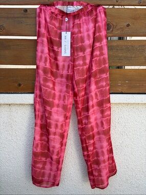 SNDYS Molly King Pink Red Tie Dye Wide Leg Pants Elastic Waist Womens Size 4 NEW